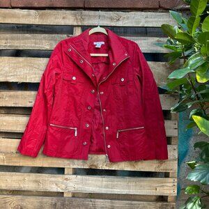 CAbi Red Utility Jacket | Zip & Snap Front | Lightweight